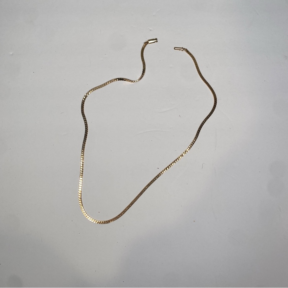 Vintage 14K Gold Plated Flat Style Chain Necklace 24" Simple and Chic - Picture 6 of 9